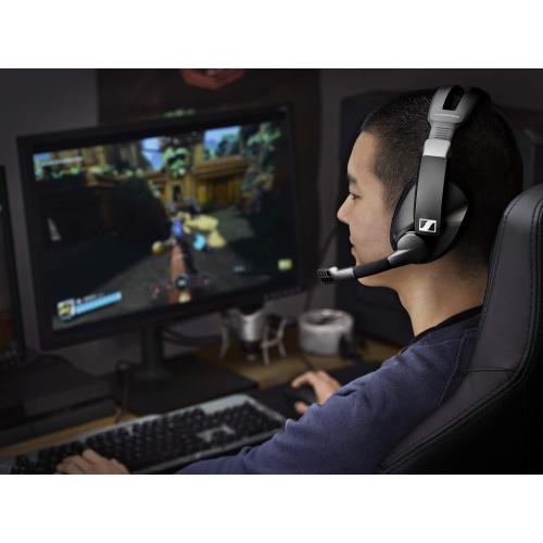 Sennheiser GSP 370 Over-Ear Wireless Gaming Headset, Low-Latency Bluetooth,Noise-Cancelling Mic, Flip-to-Mute, Audio Presets - PC, Mac, Windows, and PS4 Compatible - Black