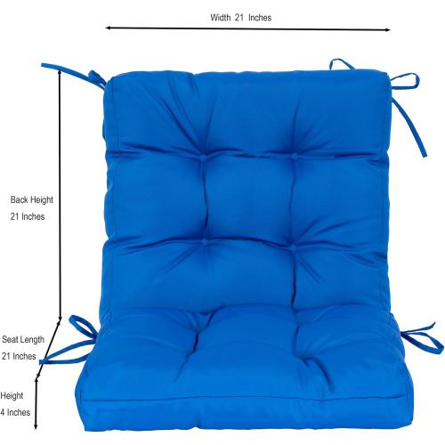 QILLOWAY Outdoor Seat/Back Chair Cushion Tufted Pillow, Spring/Summer Seasonal All Weather Replacement Cushions. (Marine Blue)