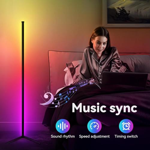 TJOY Led Corner Floor Lamp, Smart RGB Floor Lamp with APP&Remote, 16 Million Colors Changing, Music sync, Modern Corner led Light for Bedroom Living Room and Gaming Room, Timing&Schedule, 1 Pack