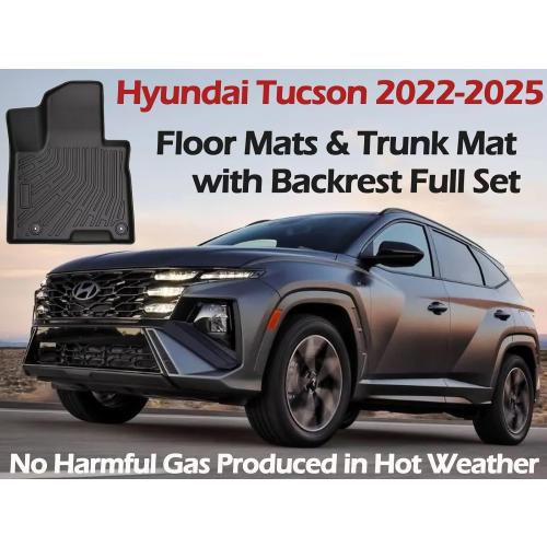 Floor Mats for Hyundai Tucson 2022-2025 All Weather Carpet Cargo Liners Anti Slip Carpet Pad Odorless Interior Accessories Trunk Cover Matt Durable TPE Backrest Protector Rubber Full Set