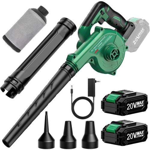 K I M O. Cordless Leaf Blower Vacuum Combo 4 in 1, 3 Nozzles &3 Modes for Inflation & Deflation, Extended Tube & Variable Speed, 20000RPM 150MPH, 2x2000mAh Battery Powered Leaf Blowers for Lawn Care