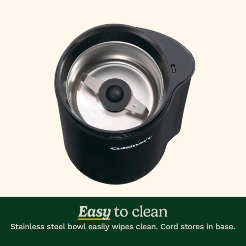 Cuisinart Coffee Grinder, One Touch Control Coffee Bean Grinder with Stainless Steel Bowl and Blades, 2.5 oz/70g Capacity Enough for 12 Cups, On/Off Switch with Safety Interlock, DCG-20BKN, Black ‼️doesn’t come with lid and has mild stains ‼️