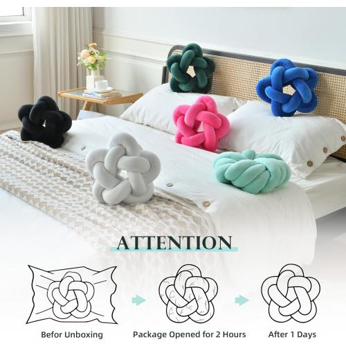 Knot Plush Throw Pillow Kids Handmade Knotted Star Pillow Soft Sofa Lumbar Cushion Stuffed Cushion Home Office Children Room Decor, Emerald Green