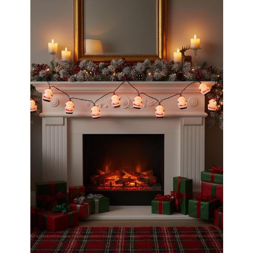 10 Light Santa Head Light Set - 8.5Ft Christmas Santa Claus Decorations String Lights with 10 Santa Claus Decorations Lights, Santa Claus Novelty Fairy Lights for Party Kid's Room Xmas Tree Decor