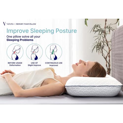 Vaverto King Size Memory Foam Pillows - Firm Pillow - King Size 1-Pack