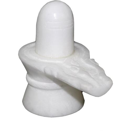 StonKraft Marble Shiva Lingam Shiv Ling Idol Murti Statue Adiyogi (White Lingam)