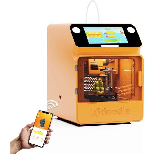 Kidoodle Mini 3D Printer for Kids & Beginners, 600mm/s High Speed Printing, Auto-Leveling/Child-Safe Design/5 Touch Screen, Pre-Assembled with Wi-Fi/App Control, Easy Setup for Home/School