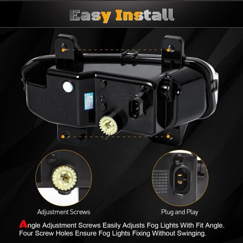 FICOLPOLed Fog Lights Assembly for 2019 2020 2021 2022 2023 2024 Dodge Ram 2500 3500 Pickup - Bumper Driving Fog Lamps OEM Replacement with Bracket, Bezels, Switch, Harness (White)