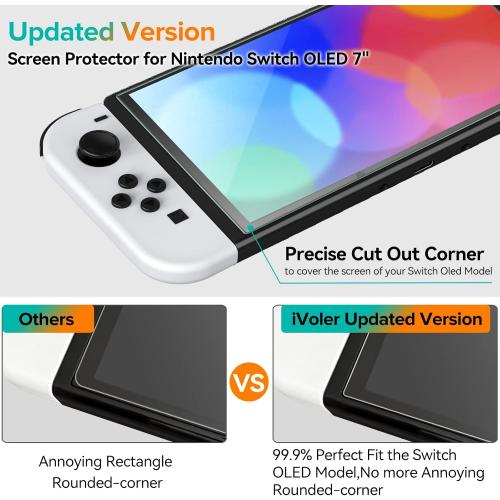 ivoler 4-Pack Tempered Glass Screen Protector Designed for Nintendo Switch OLED Model 2021&2023 with [Alignment Frame] Transparent HD Clear[Updated Version] Screen Protector for Switch OLED 7''
