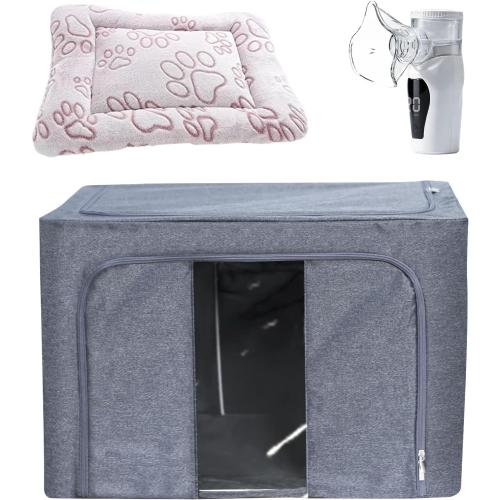 REDDOUDOU Pet Oxygen Chamber, Small Pet Incubator, Animal Nebulizer Box, Pets Delivery with Padded Cotton, Cat's Nest, Pets Nebulizer Accessories for Dogs, Cats, Puppies, Kittens(100L)
