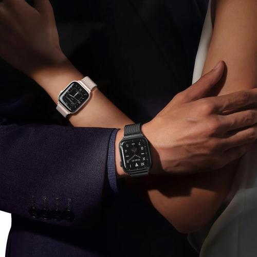 BELONGME 3 Pack Mesh Loop Compatible with Apple Watch Bands for Women Men 40mm 41mm 38mm 42mm 44mm 45mm 49mm 46mm Series 11 10 9 8 7 6 5 4 Ultra3 SE3 2, Stainless Steel Metal Magnetic Strap for iWatch