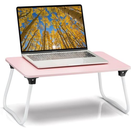 Ruxury Foldable Lap Desk Laptop Stand Bed Desk Table Tray, Breakfast Serving Tray, Portable & Lightweight Mini Table, Lap Tablet Desk for Sofa Couch Floor - Pink