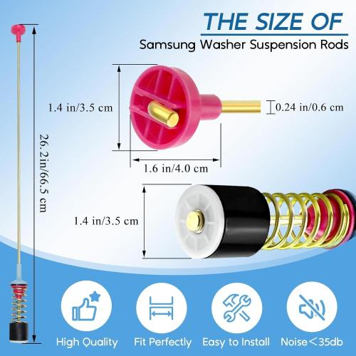 2025 Upgraded DC97-16350U DC97-16350T Washer Suspension Rods for Samsung WA50R5200AW/US WA50R5400AV/US WA45T3200AW/A4 WA45N3050AW/A4 WA50R5400AW/US Washing Machine Replace DC97-05280W DC97-16350S 4PCS