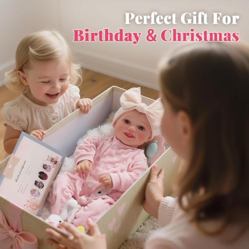 BABESIDE Reborn Baby Dolls Sunny - 17Inch Cute Soft Vinyl Realistic Baby Doll Poseable Smiling Real Life Baby Dolls with Complete Accessories for 3  Years Old Gifts