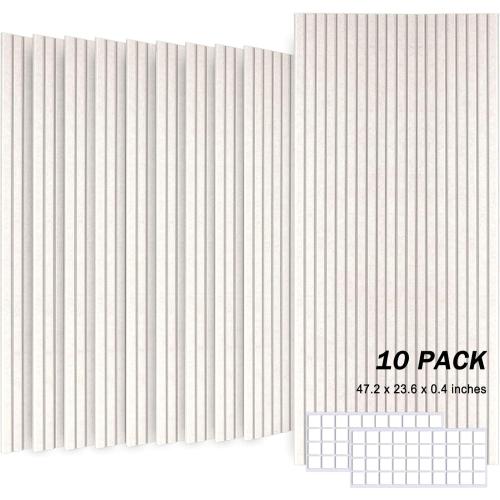 10 Pack Large Acoustic Panels, 48X24X0.4 Sound Proof Foam Panels for Walls, Sound Dampening Panels, Sound proof panels for walls, Soundproof Wall Panels for Home Studio&Office Decor.(Light camel)