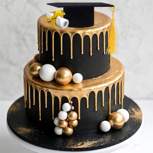 2 Pieces Graduation Cap Cake Topper With Diploma Class of 2026 Graduation Cake Decoration Kit Party Supplies (Black)