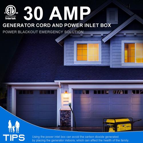 30 Amp Generator Cord and Power Inlet Box, 25FT Generator Cords 30 Amp,125V/250V Generator Power Cord NEMA L14-30P to L14-30R,Twist Lock Connector