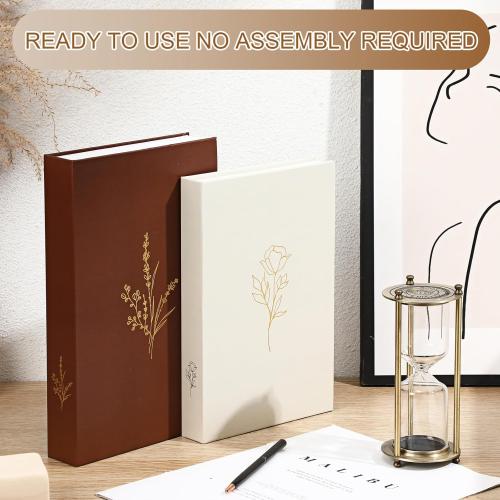 Set of 2 Aesthetic Decorative Books Boxes, Faux Books Stacked for Decoration for Coffee Tables Modern Home Bookshelves Decor, Fake Fashion Photo Storage Boxes(Beige Terracotta)