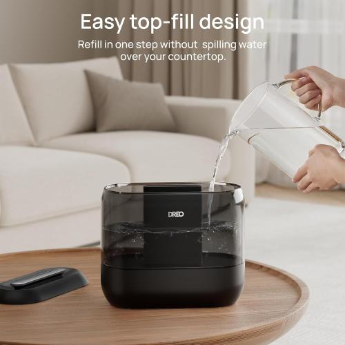 Dreo Humidifiers for Bedroom, 4L Top Fill for Large Room, 36H Runtime, 28 dB Quiet Supersized Cool Mist Air Humidifier for Baby Nursery, Plants, Indoor, Night Light, Easy to Clean & Fill, Black