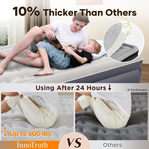 InnoTruth Twin Air Mattress with Built in Pump, Famiy Choice Award Winner, Inflatable Blow up Mattress, 18 Raised Colchones Inflables Air Bed, Ideal for Home and Outdoor, 300lbs ‼️comes with stains and dust‼️