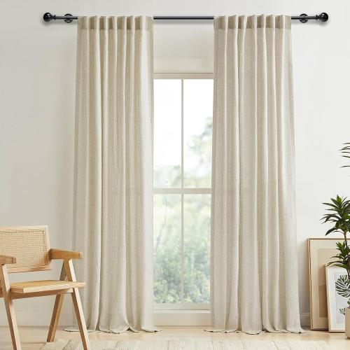 Short Curtain Rod 16-28 Inch Adjustable, 1 Inch Diameter Small Window Drapery Rod - Hidden Screw Brackets, for Bathroom Kitchen, Heavy Duty Metal, Black Round Finials