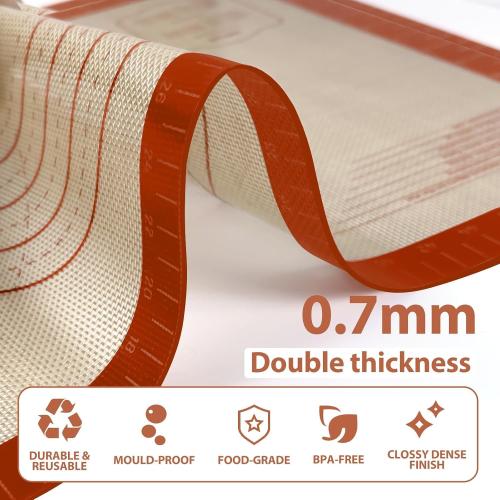 Silicone Pastry Mat, 16 x 24 Silicone Baking Mat for Counter Rolling Dough, Reusable Non-Stick Extra Large Dough Mat with Measurement for Pie Crust, Pizza and Cookies