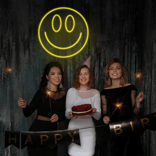 Size 16x7 Smile Neon Signs Decorative Bright Night Light for Wall Decor 16''x 7'' Size LED Light Neon Sign Art Decorative Night Lights for Bachelorette Party, Engagement Party, Birthday Party,Wedding