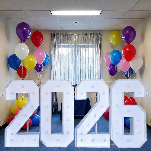 4ft 2026 Light Up Numbers Class of 2026 Graduation Decorations Large Sign Big Grad Mosaic Foam Board Giant Jumbo Lighted Marquee Letters 4 Feet Tall with Lights High School College Party Prom Decor