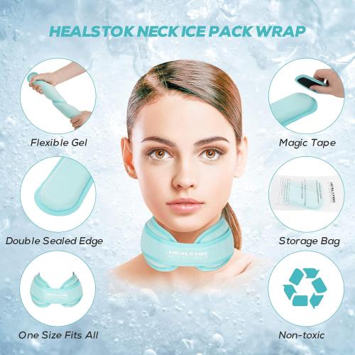 Neck Ice Pack Wrap,Cervical Ice Pack,Cold Compress Ice Packs for Injuries Reusable Cold & Hot Therapy Adjustable Flexible Gel Migraine Ice Head Wrap for Neck Pressure (Iceblue)