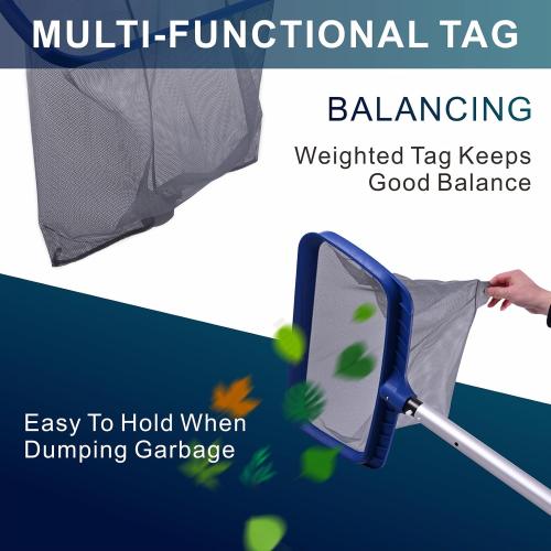 POOLAZA Pool Skimmer Net, Larger Capacity Pool Net Skimmer with Durable Deep Net, Sturdy Frame Pool Nets for Cleaning Effortlessly, High-Efficiency Pool Leaf Net with Easy Scoop Edges