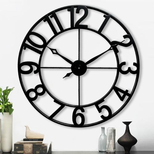 CLXEAST 30 Inch Wall Clocks for Living Room Decor, Oversized Large Black Metal Wall Clock Decorative, Regular Arabic Numeral,Reloj De Pared para Sala