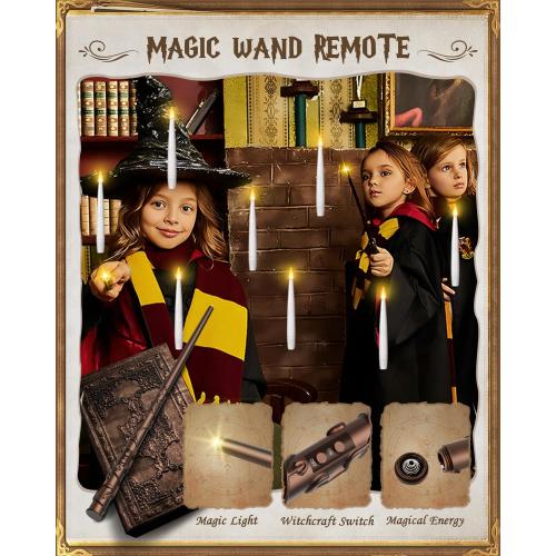 Floating Candles with Wand 10PCs - Magic Hanging Candles Christmas Decorations Flameless Taper Candles with Remote, Floating Lights Gifts for Window Home Bedroom Wedding Birthday Party Indoor Decor