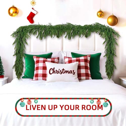 2 Pack 6FT Real Touch Norfolk Pine Garland – Artificial Evergreen Greenery Christmas Decoration for Mantel, Staircase, Table, Indoor Outdoor Rustic Farmhouse Winter Holiday Decor
