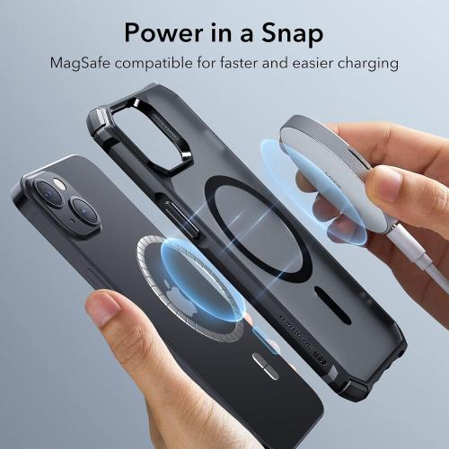 ESR for iPhone 14/13 Case, MagSafe Compatible, Military-Grade Protection, Shock-Absorbing Corners, Scratch-Resistant, Anti-Yellowing Acrylic Back, Slim Protective, Air Armor Series, Frosted Black