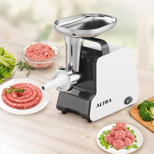 Electric Meat Grinder, 2300W Max, Heavy Duty Sausage Stuffer with 2 Blades, 3 Grinding Plates, Sausage Tube & Kubbe Kit, Home Kitchen Meat Mincer with Handle (Black/white )***