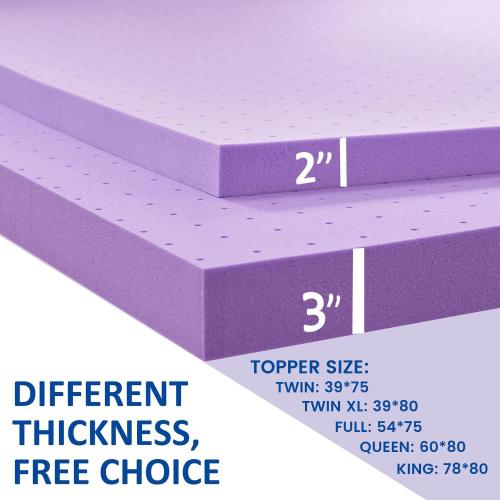 SINWEEK 3 Inch Gel Memory Foam Mattress Topper Ventilated Soft Pressure Relieve Mattress Pad, Breathable Bed Topper, CertiPUR-US Certified, Queen Size