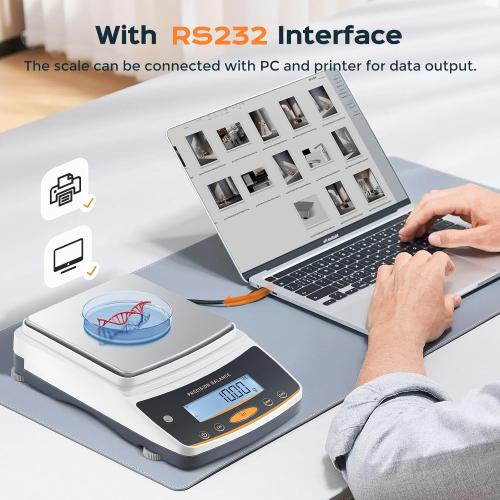 Bonvoisin Lab Scale - 5000g x 0.01g, Rechargeable Digital Scale with RS232 Interface, 0.01g Accuracy