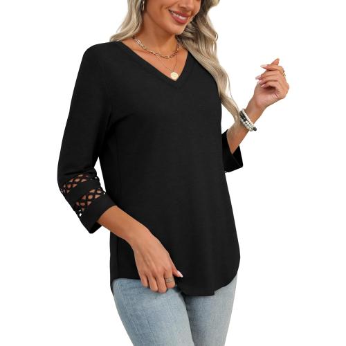 Size M XIEERDUO 3/4 Length Sleeve Womens Tops Dressy Casual Blouses for Women 2025 Trendy V Neck T Shirts Summer Clothes