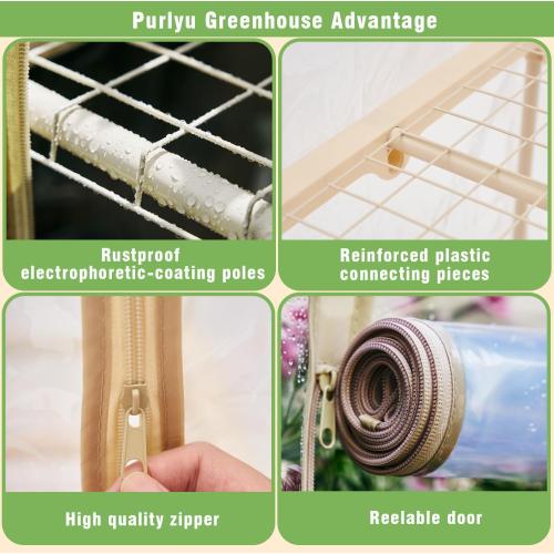 Beige Garden 50% Extra Wide Mini Greenhouse 5 Tier Portable Plant Green House 40 in Wide -Sturdy Gardening Shelves with PE Cover & Roll-Up Zipper Door-19″W. x 40″L. x63″H(PLGH1005OWP)