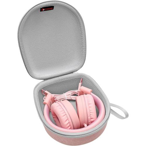 Kids Headphones Case Compatible with Elecder i37 / Noot K11 / iClever BTH12 / HS19 / BTH26 / JoySpark-T5 / Candy Bila BH03 / EarFun/IMYB/MIDOLA MD-B01 Foldable Kid Headphone, Pink (Case Only)