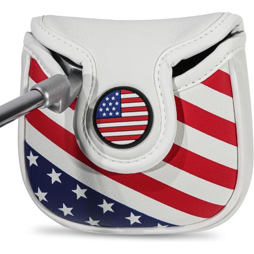 Golf Club Head Covers,4pcs or 1pc USA Golf Head Covers for Woods and Driver Fairway Hybrid - PU Leather Mallet Blade Putter for Men Women Golf Enthusiast