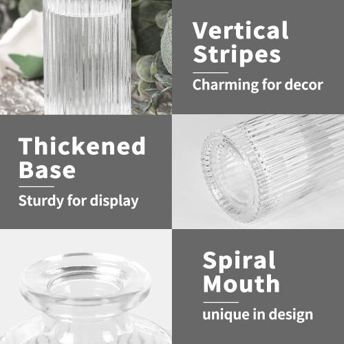 Set of 18 Glass Bud Vases Set of 18, Living Bud Vases, Small Bud Vase in Bulk, Mini Flowers Vases for Centerpiece, Vintage Decorative Vase Set for Table Decorations, Wedding Reception, Home Decor (Clear)