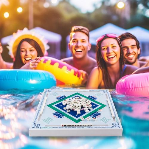 19x19 Inches Mahjong Floating Game Table for Pool Adults Pool Games Tray for Mah Jong Card Games Dominoes Poker Floater Tables for Indoor Outdoor Swimming Pool Hot Tub Lake(Blue Green)