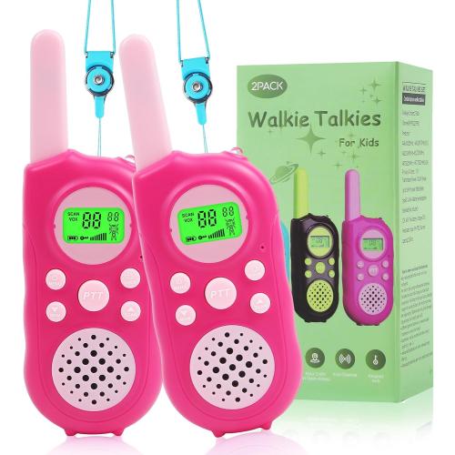 Walkie Talkies for Kids 22 Channels Long Range 2 Way Radio Toys for 3-12 Ages with LCD Flash Light,Birthday Gifts for 4 5 6 7 8 9 Years Old Boys Girls for Camping Hiking Indoor Outdoor (Pink)