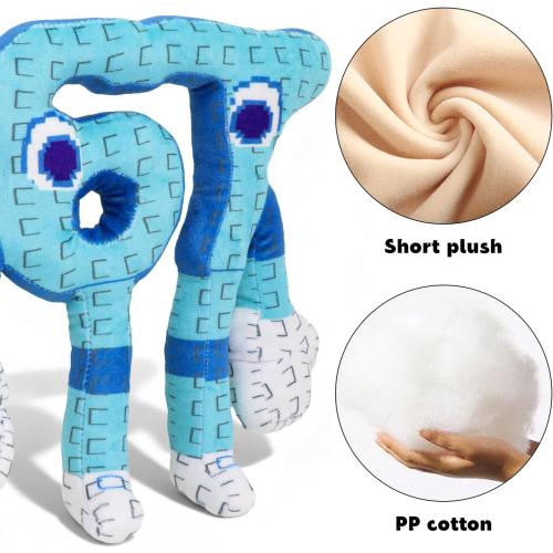 67 Plush Toy 10 Inches Soft Stuffed Number Character Inspired by Steal A Brainrot – Cute Blue Pixel-Style Plushie for Kids and Collectors (A-Number-67)