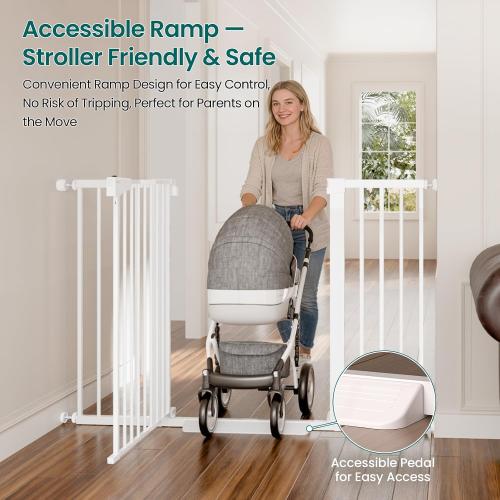 Cumbor 36 Extra Tall Baby Gate, 30-54 Wide Dog Gates for Large Dogs, Dual Lock & Self-Closing Child Gate for Stairs, Doorways & Hallways, Pressure Mounted Safety Proofing for Babies & Pets, White