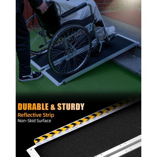 VNN Portable Wheelchair Ramp 4FT, Non-Slip Aluminum Ramps for Wheelchairs for Home, Handicap Wheelchair Ramps for Home Steps, Aluminum Loading Dock Plates, Doorways