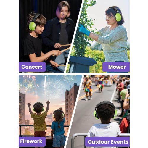 Ear Muffs for Noise Reduction: 27.4SNR Noise Cancelling Headphones for Kids Adults, EM100 Adjustable Hearing Protection Earmuffs for Monster Jam, Autism Sensory, Concerts, Fireworks