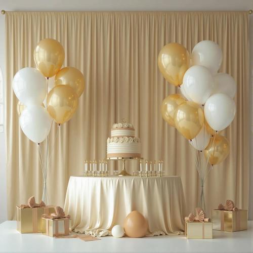 20ftx12ft Beige Backdrop Curtains for Wedding-Wrinkle Free Backdrops Curtain Drapes Fabric Decorations Photo Back Drop Cloth for Baby Shower Photography Stage Reception 4Panels 12ft(H) x 5ft(W)