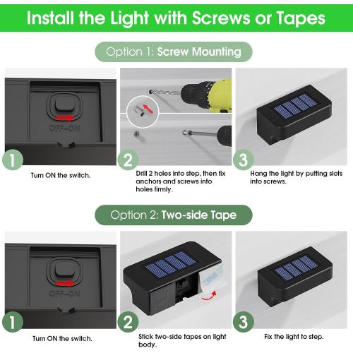 Set of 16 Color Black Solar Deck Lights Outdoor 16 Packs, LED Solar Step Light Waterproof, Solar Powered Fence Lighting Warm White for Stairs Yard Garden Patio Pathway Railing